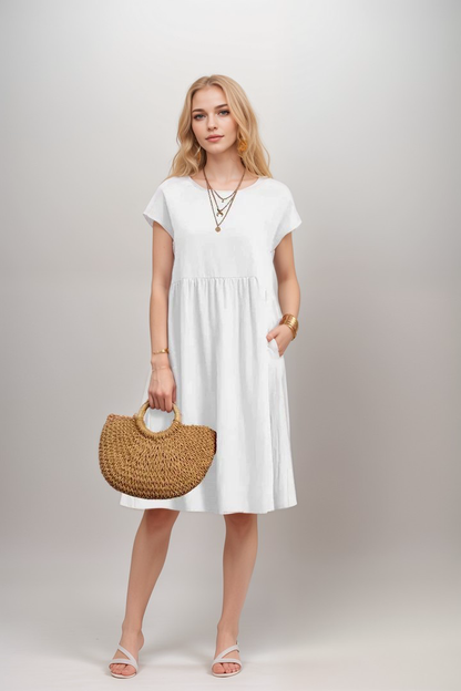 Dress mi-longue casual coton for women | Soline -5