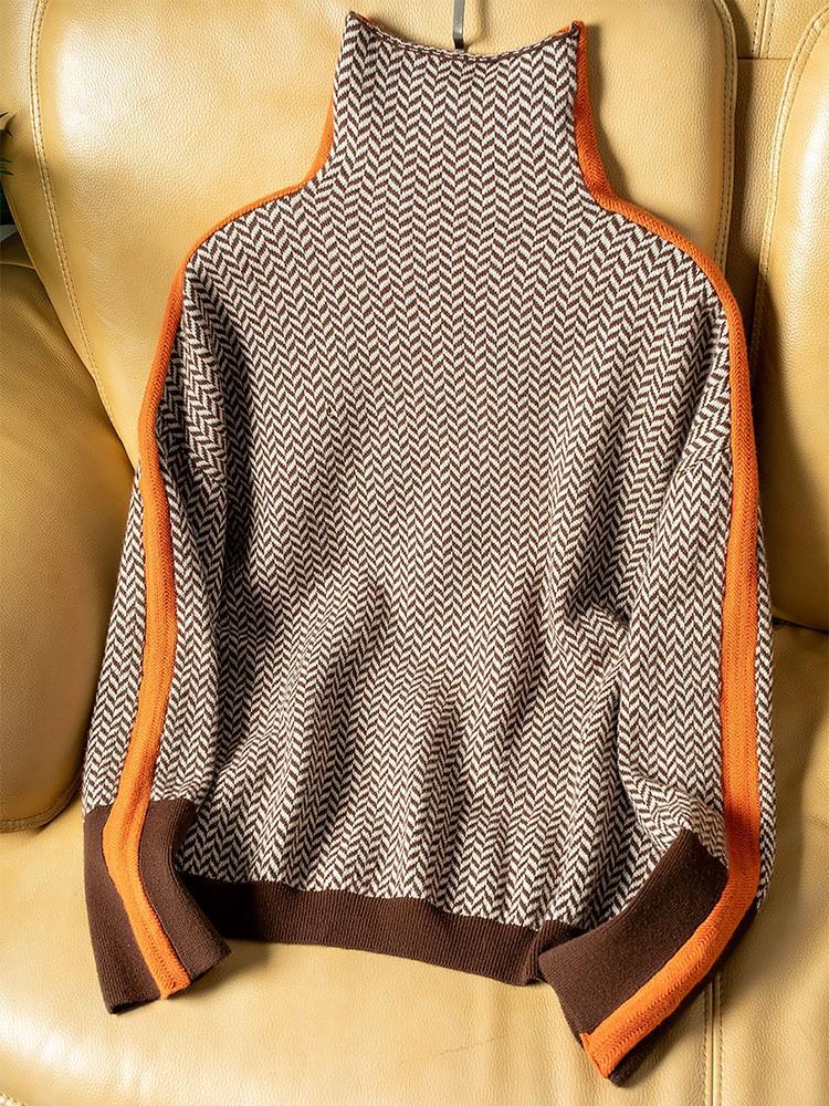 Jumper rayures contrast style chic moderne for women -4