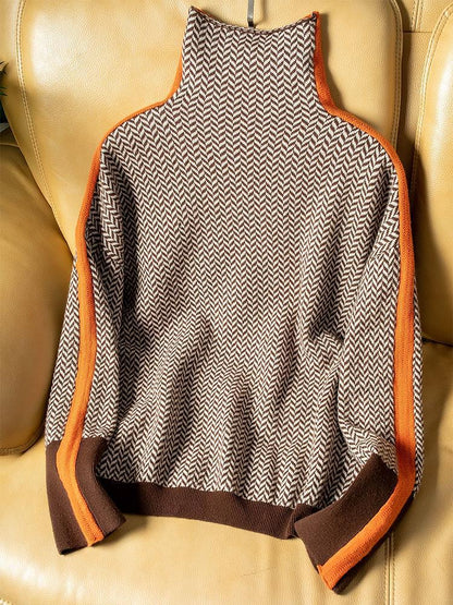 Jumper rayures contrast style chic moderne for women -4