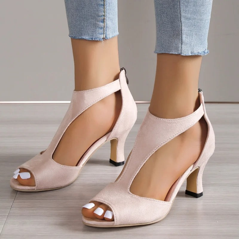 Elegant open-toe comfort heels for women | Amara -12