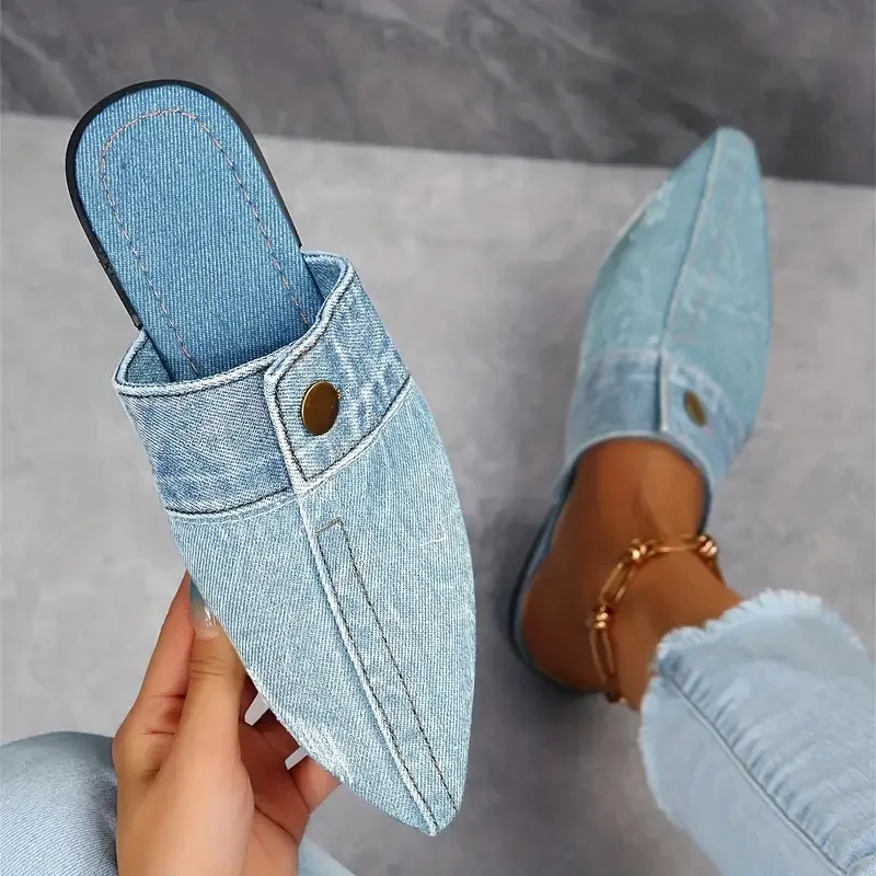 Aurora denim mule for women | Denim Theory -1
