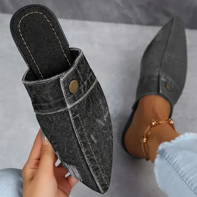 Aurora denim mule for women | Denim Theory -3