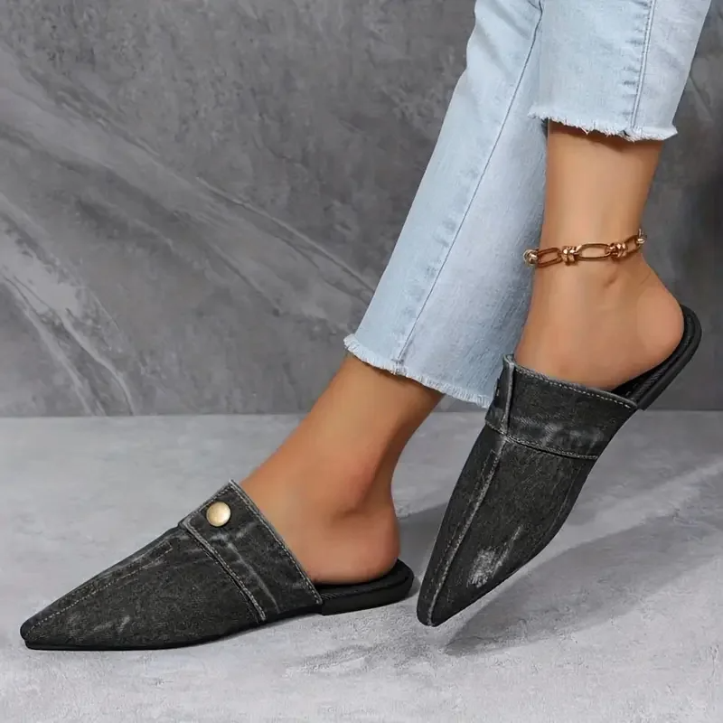 Aurora denim mule for women | Denim Theory -4
