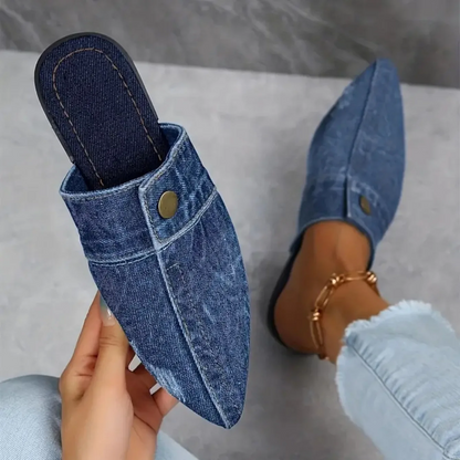 Aurora denim mule for women | Denim Theory -5