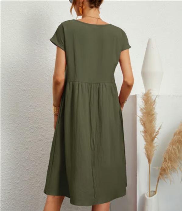 Breezy cotton-linen sleeveless pocket dress for women -12