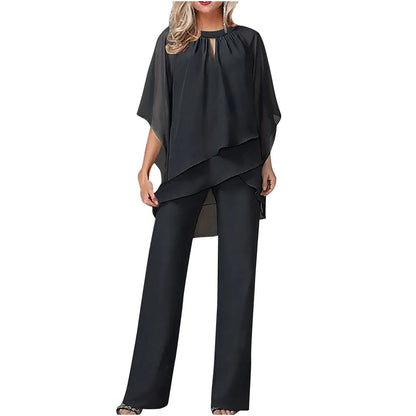 Graceful batwing sleeve formal pantsuit trousers for women | Celeste -3
