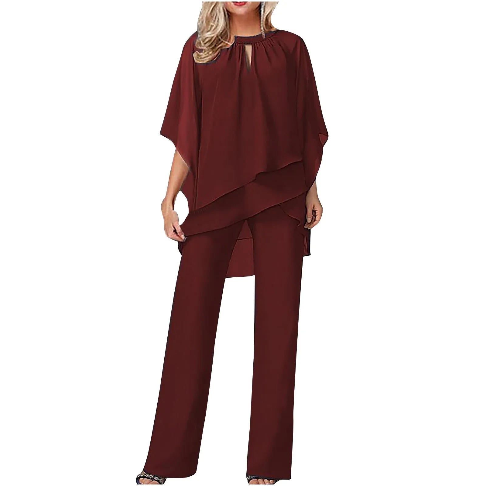 Graceful batwing sleeve formal pantsuit trousers for women | Celeste -2