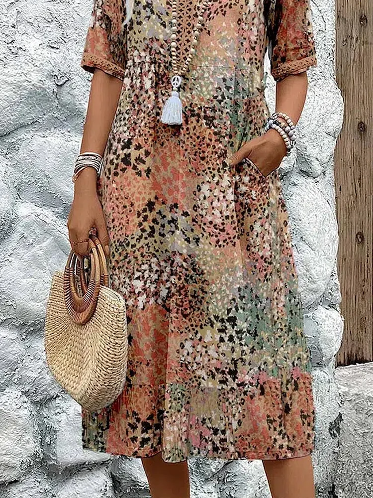 Vibrant mid-length dress for women | Harper -7