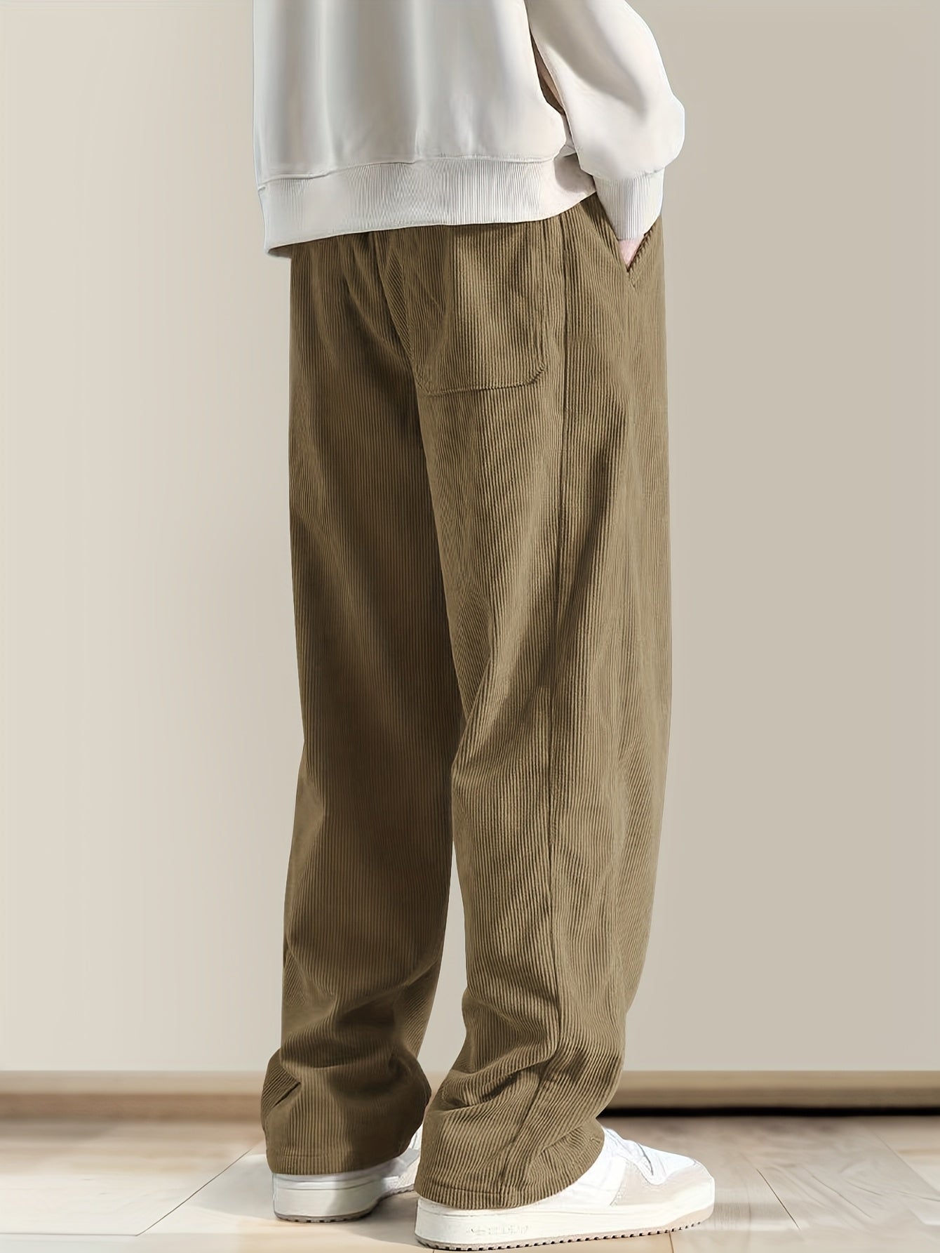Relaxed drawstring corduroy everyday trousers for men | Ellison -12