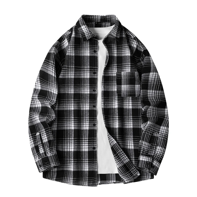 Classic plaid button-front flannel shirt for men | Thatcher -9