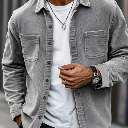 Classic textured cord everyday overshirt for men | Ellison -19