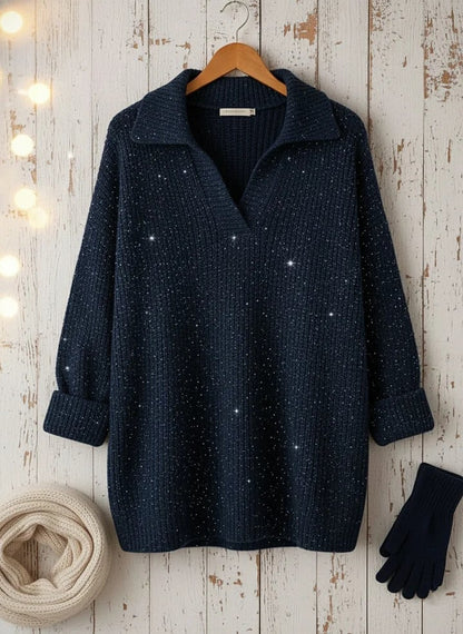 Classic polo-neck everyday knit sweater for women | Léonie -4