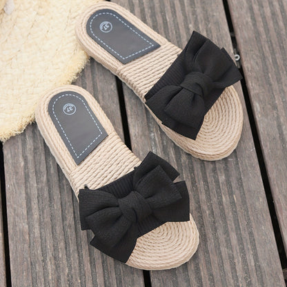 Bow sandals with open-toe design for women | Revie