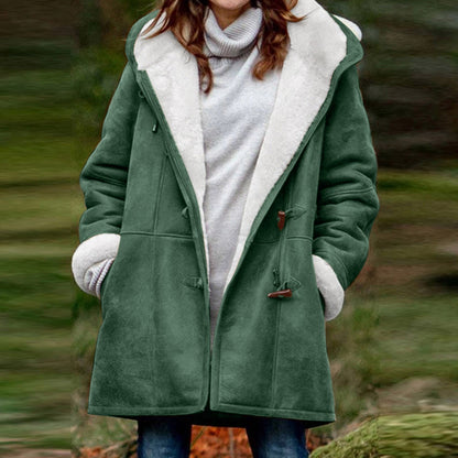 Coat elegant capuche style refined for women -10