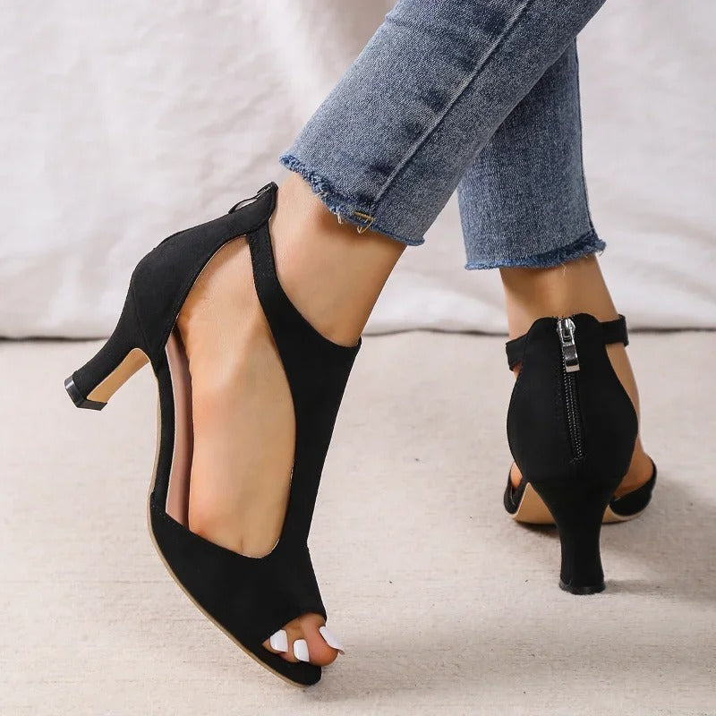 Elegant open-toe comfort heels for women | Amara -8