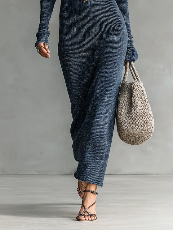 Slim hooded maxi dress clean hoodie for women | Elowen -3