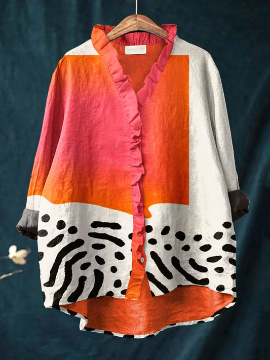 Ruffle-trim blouse with relaxed silhouette for women | Melinda