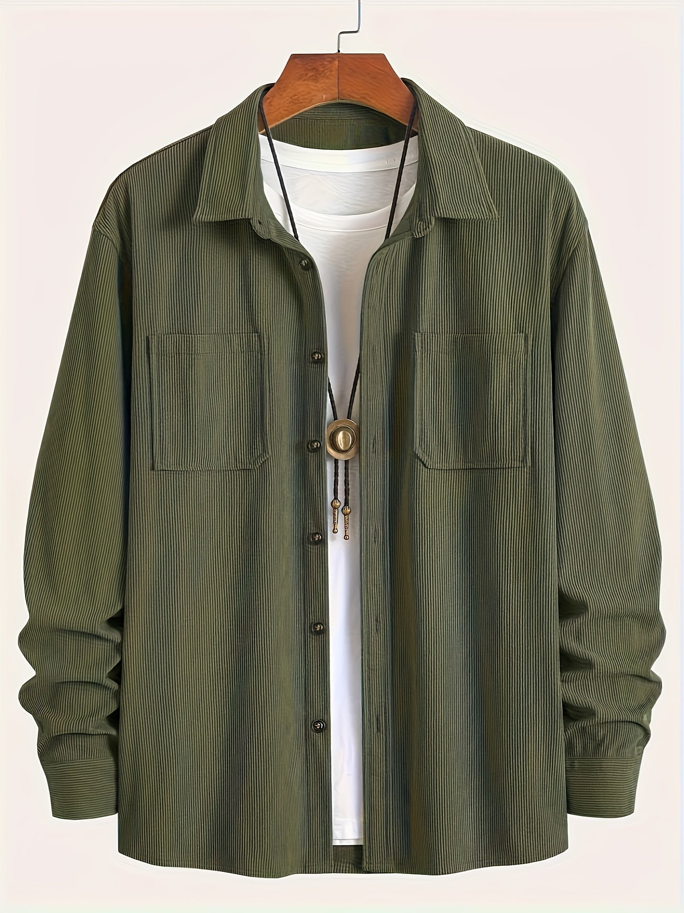 Classic textured cord everyday overshirt for men | Ellison -5