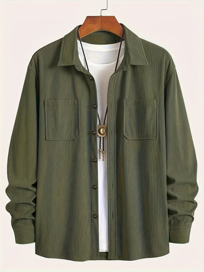 Classic textured cord everyday overshirt for men | Ellison -5