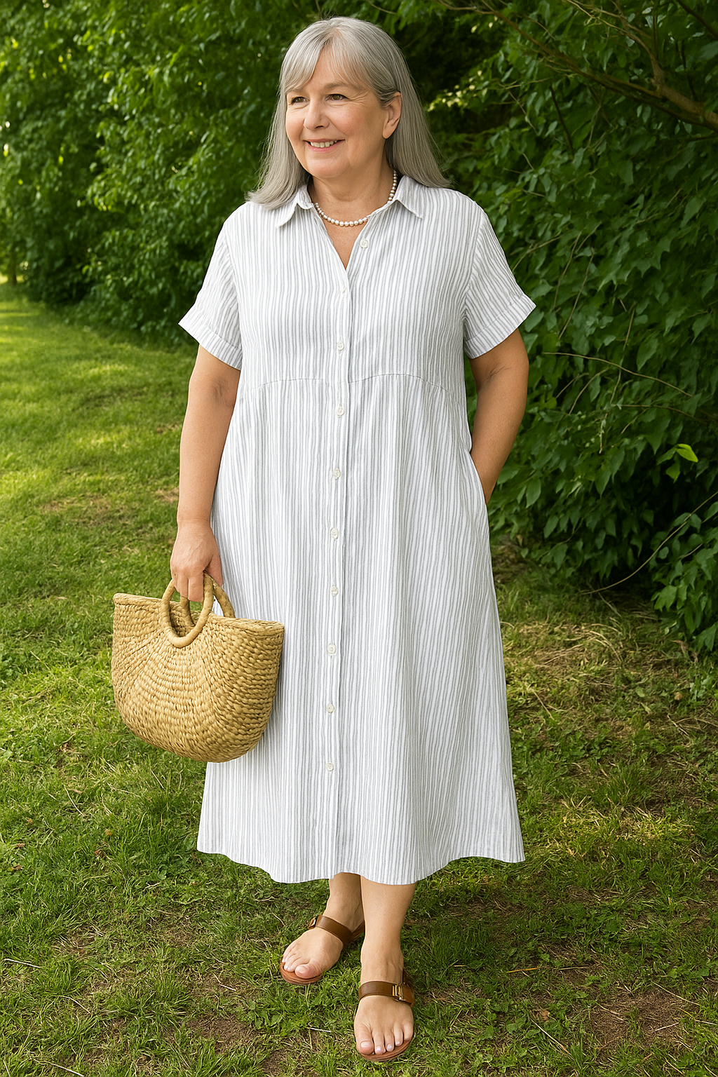 Relaxed striped dress for women -2