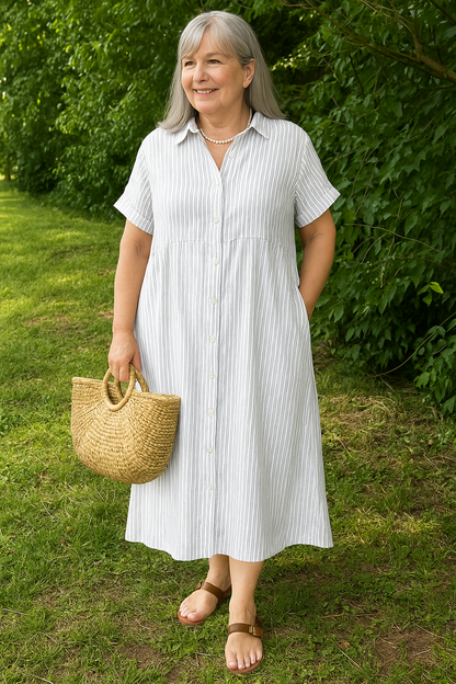 Relaxed striped dress for women -2