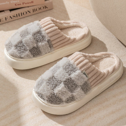 Slippers winter coton carreaux for women | Janelle -3