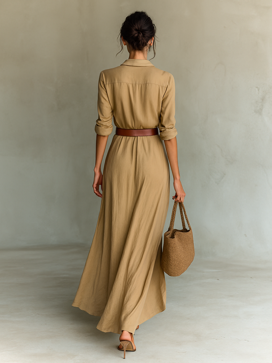 Refined belted maxi dress for women | Mida Grace -4