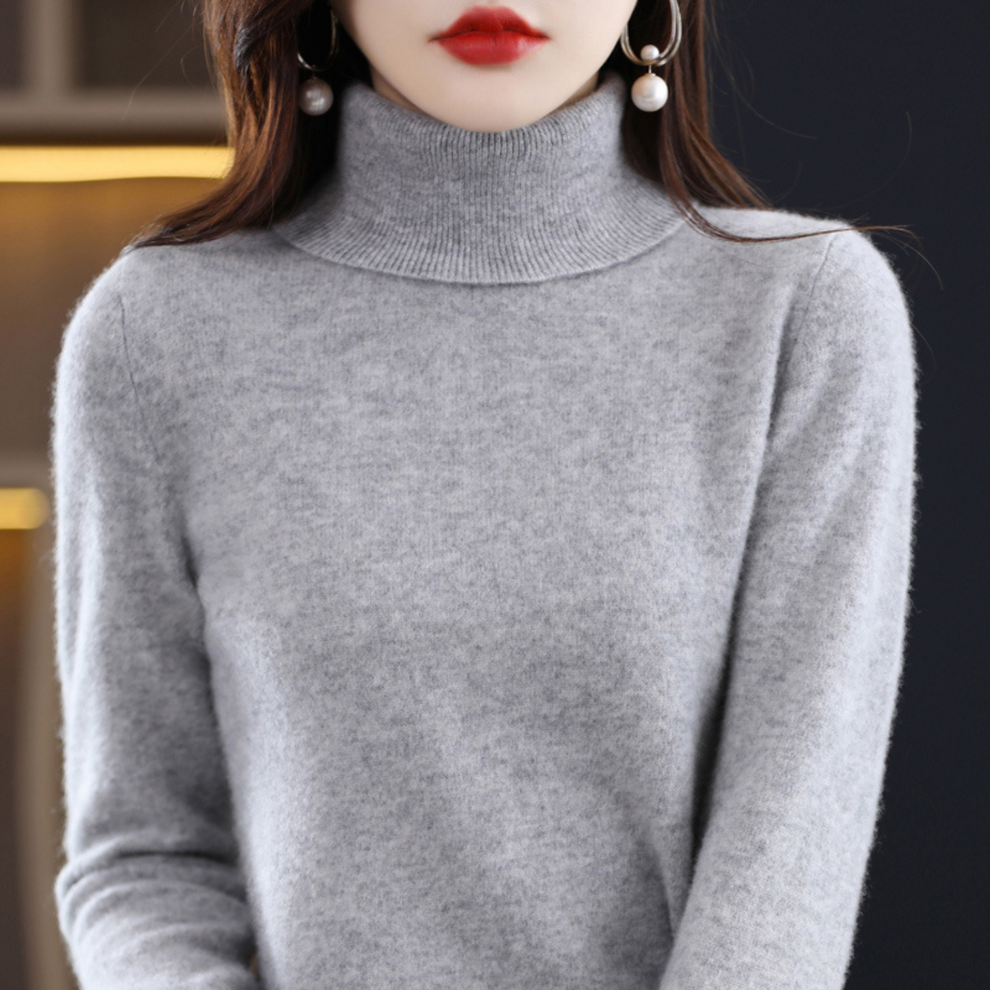 Soft knit turtleneck jumper for women | Elara -10