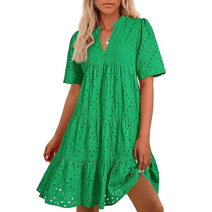 Chic hollow-out lace ruffle mini dress for women | Cosima -6