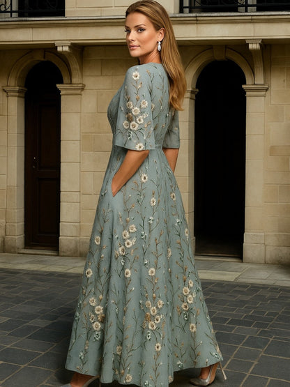 Elegant V-neck belted boho dress for women | Hazel