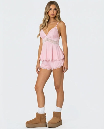 Soft elegant lace loungewear set for women | Midnight Kiss -3
