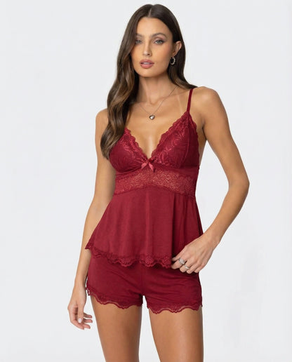 Soft elegant lace loungewear set for women | Midnight Kiss -5