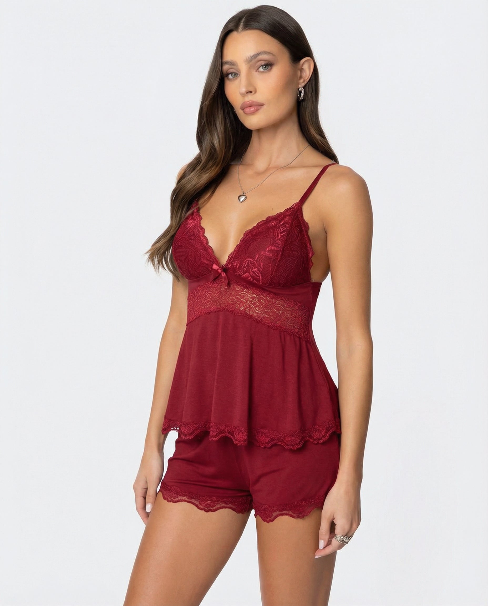 Soft elegant lace loungewear set for women | Midnight Kiss -6
