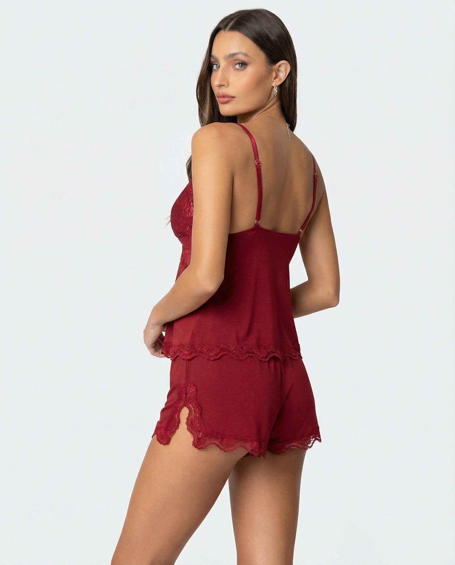Soft elegant lace loungewear set for women | Midnight Kiss -7
