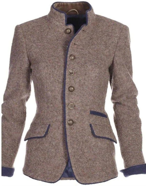 Vintage stand-collar two-tone blazer for women | Marlowe -2
