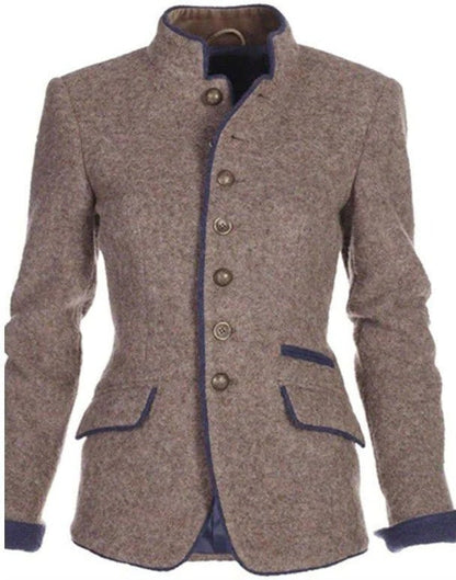 Vintage stand-collar two-tone blazer for women | Marlowe -2