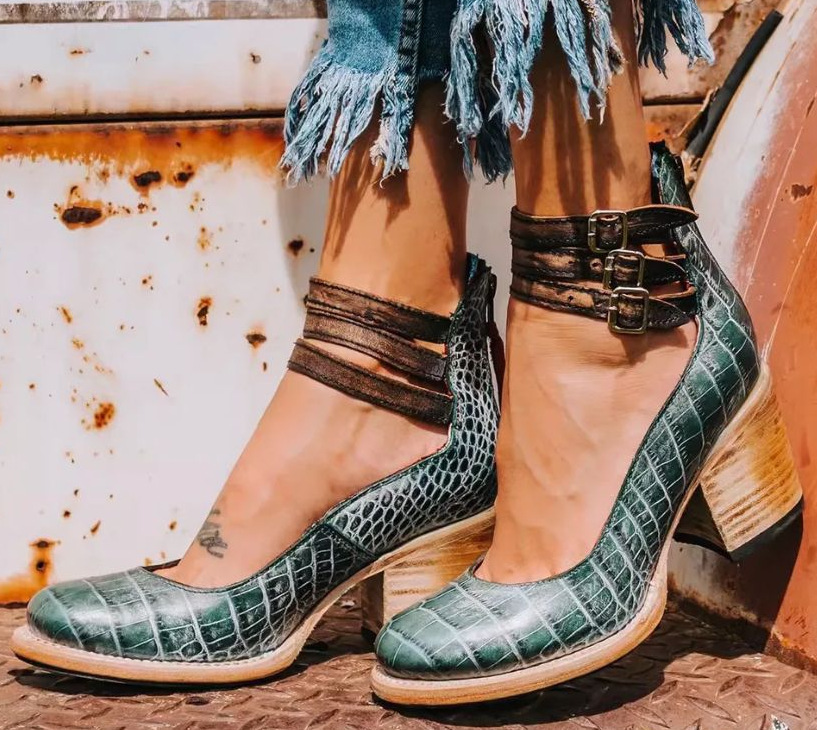 Vintage ankle strap sandal heels for women | Verona