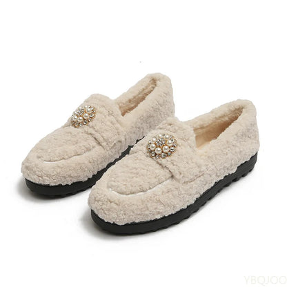 Elegant pearl slip-on loafers for women | Maribel -6