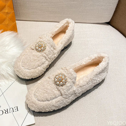 Elegant pearl slip-on loafers for women | Maribel -7