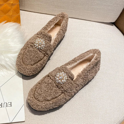 Elegant pearl slip-on loafers for women | Maribel -8