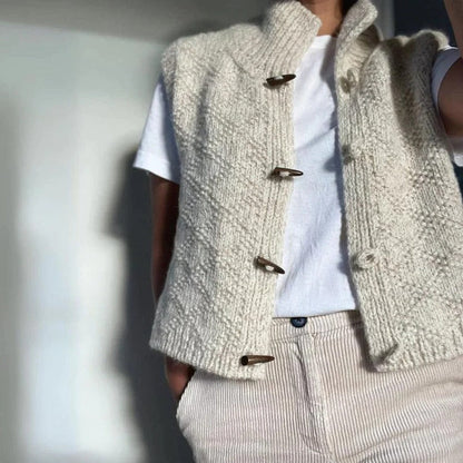 Minimal structured sleeveless layering cardigan gilet for women | Brielle -2