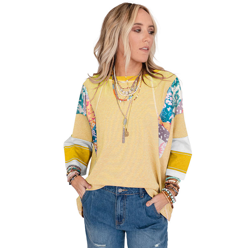 Lightweight patchwork batwing everyday top for women | Bailey -5