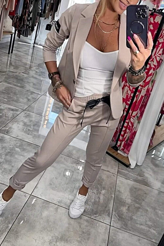 Chic relaxed two-piece set jacket for women | Fenna -1