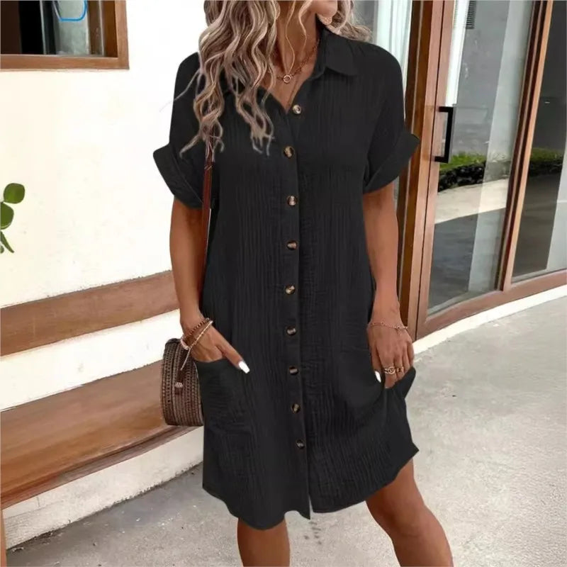 Dress button-up coton for women | Sacha -6