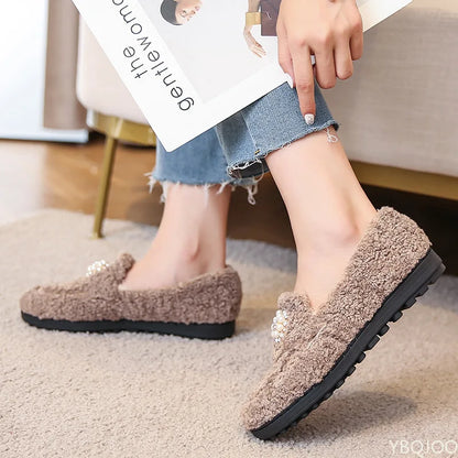 Elegant pearl slip-on loafers for women | Maribel -4