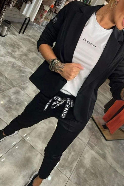 Chic relaxed two-piece set jacket for women | Fenna -4