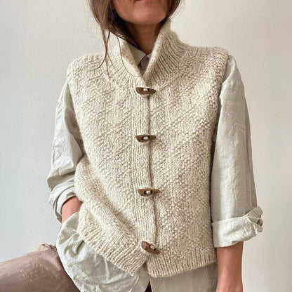 Minimal structured sleeveless layering cardigan gilet for women | Brielle -1