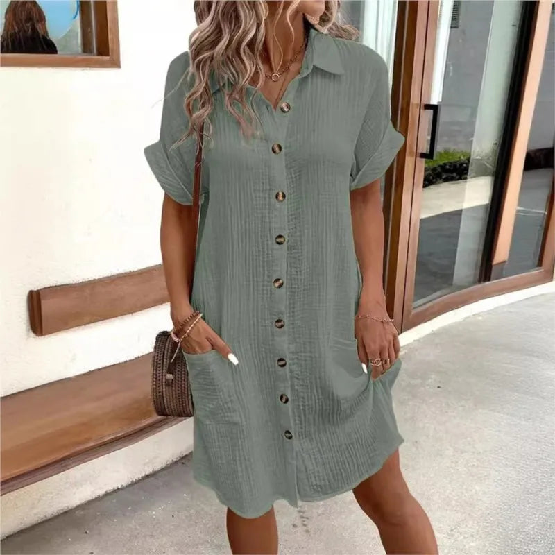 Dress button-up coton for women | Sacha -4