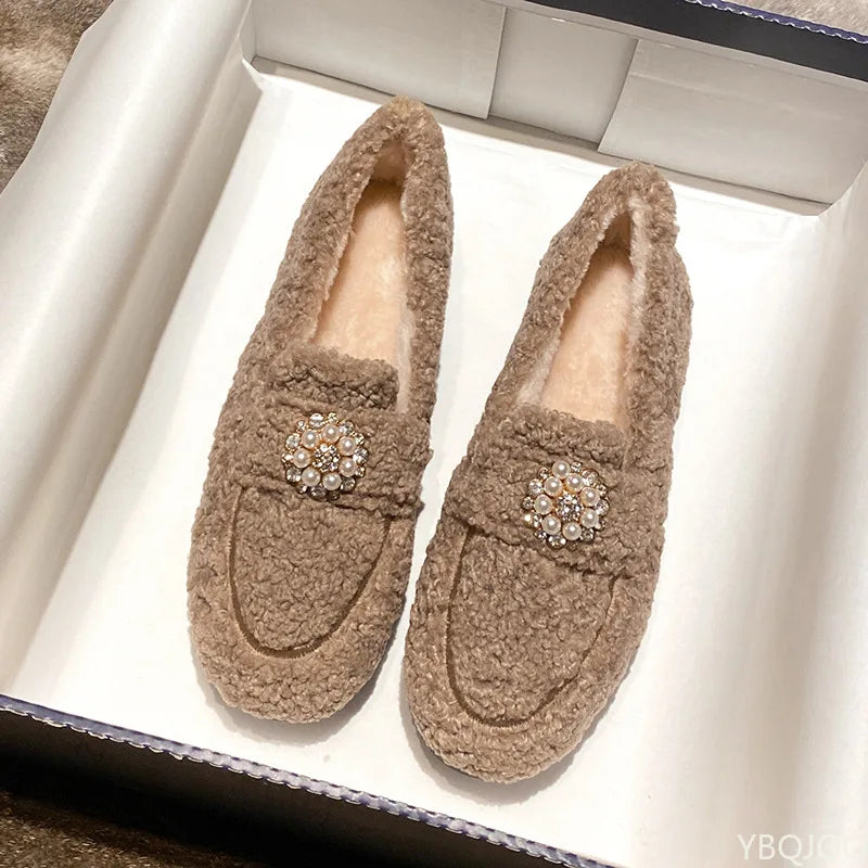 Elegant pearl slip-on loafers for women | Maribel -2