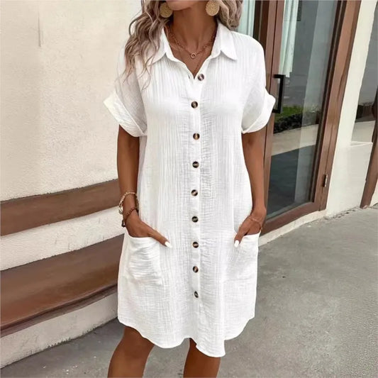 Dress button-up coton for women | Sacha -1